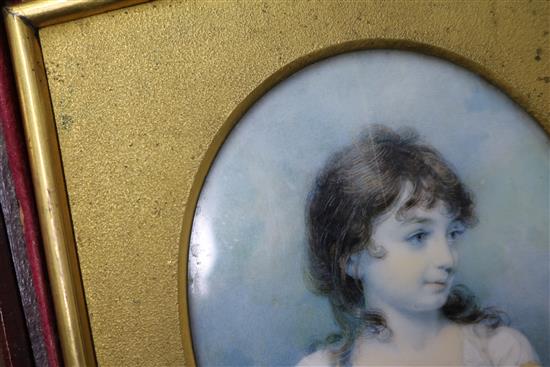 Attributed to Sanders, portrait miniature of Lady Norton on ivory, 8 x 6.3cm, oval, cased